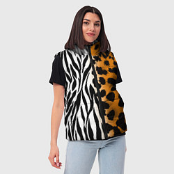 Женский жилет Леопардовые пятна с полосками зебры, цвет: 3D-черный — фото 2