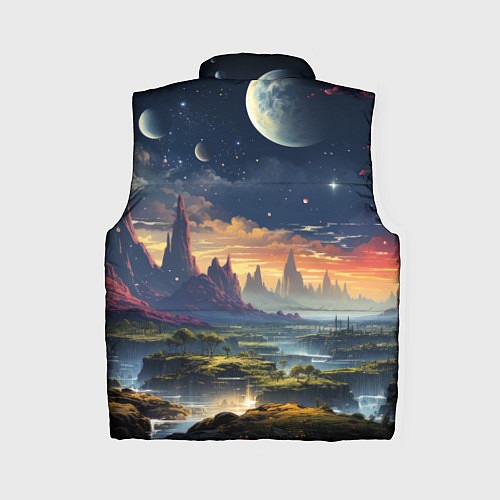 Женский жилет Космический фантазийный мир на другой планете / 3D-Черный – фото 2