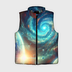 Женский жилет Неоновая далёкая галактика - нейросеть, цвет: 3D-светло-серый