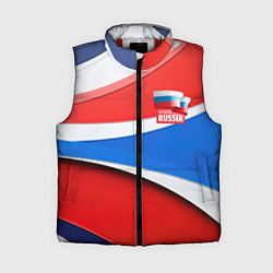 Женский жилет Герб России на абстрактном фоне в цветах России, цвет: 3D-красный