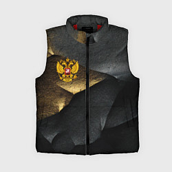 Женский жилет Золотой герб России на темном фоне, цвет: 3D-красный