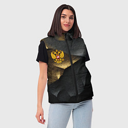 Женский жилет Золотой герб России на темном фоне, цвет: 3D-красный — фото 2