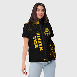 Женский жилет Real Madrid - gold gradient вертикально, цвет: 3D-черный — фото 2