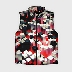 Женский жилет Черно-белые блоки в красном тумане, цвет: 3D-красный
