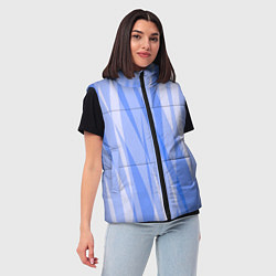 Женский жилет Полосатый сиренево-голубой пламенный, цвет: 3D-черный — фото 2