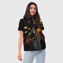 Женский жилет Раскол черных плит и янтаря, цвет: 3D-светло-серый — фото 2