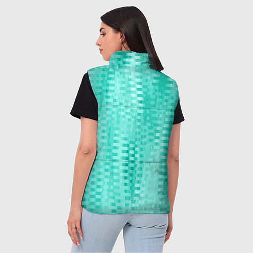 Женский жилет Светлый бирюзовый абстрактный полосочки / 3D-Светло-серый – фото 4