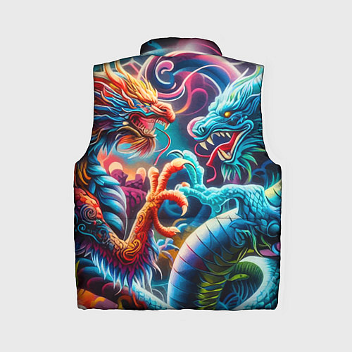 Женский жилет Противостояние двух драконов - ирезуми / 3D-Светло-серый – фото 2