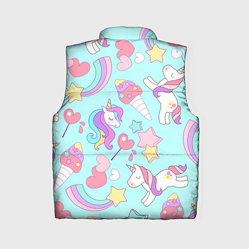 Женский жилет Единорог мороженое конфета и сердечки на голубом ф / 3D-Светло-серый – фото 2