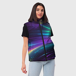 Женский жилет Неоновые лучи на фиолетовом фоне, цвет: 3D-красный — фото 2