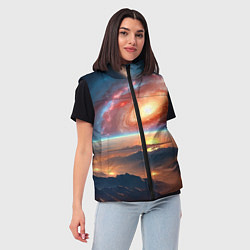 Женский жилет Разноцветная далёкая галактика - неоновое свечение, цвет: 3D-светло-серый — фото 2