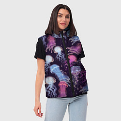 Женский жилет Светящиеся медузы, цвет: 3D-черный — фото 2