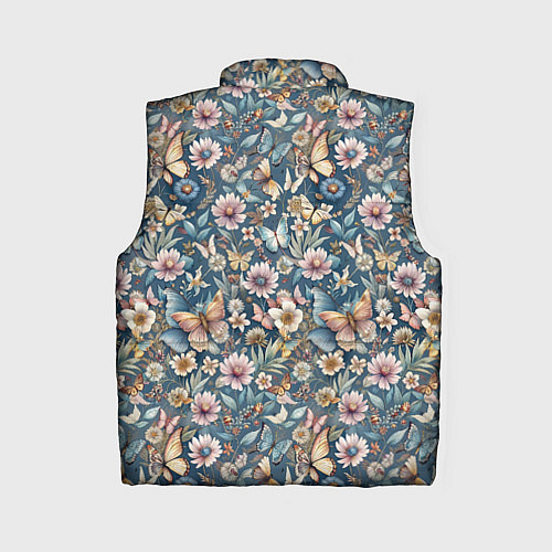 Женский жилет Летний узор с цветами и бабочками / 3D-Черный – фото 2