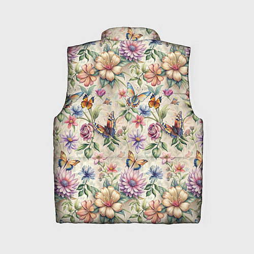 Женский жилет Летний узор с цветами и бабочками / 3D-Черный – фото 2