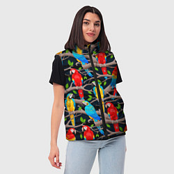 Женский жилет Попугай какаду узор, цвет: 3D-черный — фото 2