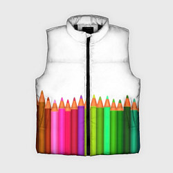 Женский жилет Разноцветные карандаши художественные, цвет: 3D-черный