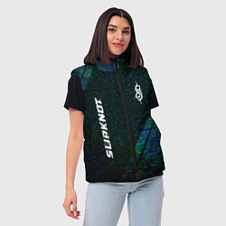 Женский жилет Slipknot glitch blue, цвет: 3D-черный — фото 2