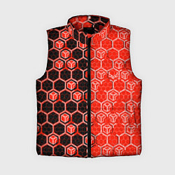 Женский жилет Техно-киберпанк шестиугольники красный и чёрный, цвет: 3D-красный