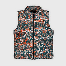 Женский жилет Красно-бирюзовый паттерн мелкая мозаика