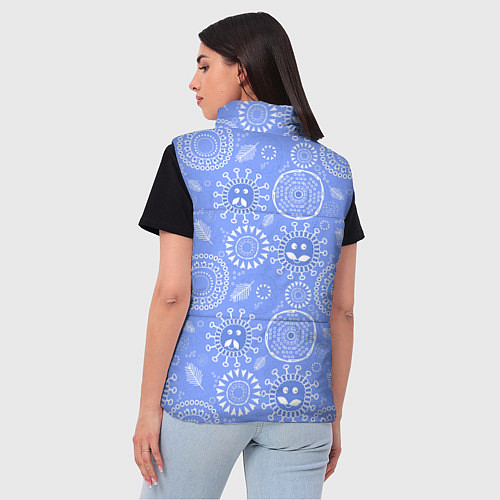 Женский жилет Синие цветочные рожицы / 3D-Светло-серый – фото 4