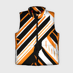 Женский жилет Чёрно-оранжевые полосы на белом фоне