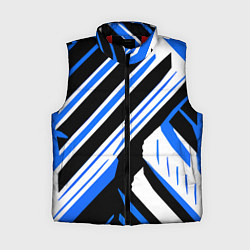 Женский жилет Чёрно-синие полосы на белом фоне, цвет: 3D-красный