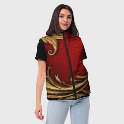 Женский жилет Классический золотой узор на красном бархате, цвет: 3D-черный — фото 2