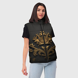 Женский жилет Объемная золотая корона с узорами, цвет: 3D-черный — фото 2