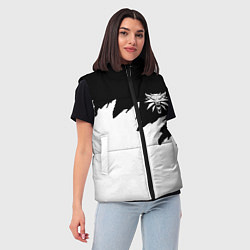 Женский жилет Ведьмак белое лого краски, цвет: 3D-черный — фото 2