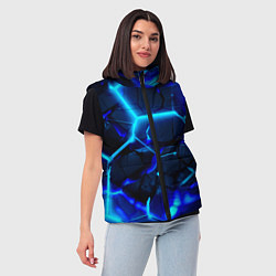 Женский жилет Яркие голубые неоновые плиты в разломе, цвет: 3D-красный — фото 2
