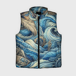 Женский жилет Паттерн из перьев и джинсы - нейросеть