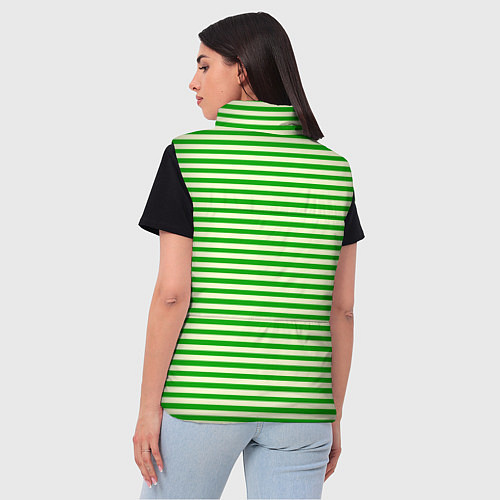 Женский жилет Бежево-зелёный полосатый / 3D-Светло-серый – фото 4