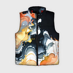 Женский жилет Белые и персиковые разводы на черном фоне