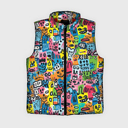 Женский жилет Весёлые лица абстрактные, цвет: 3D-красный