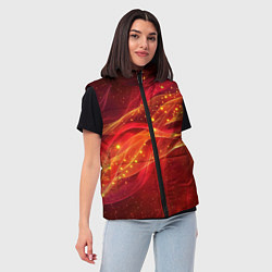 Женский жилет Красные и оранжевые линии с золотым блеском, цвет: 3D-черный — фото 2