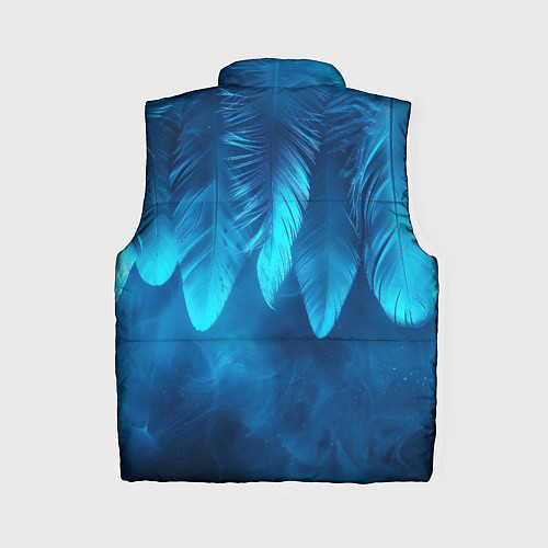 Женский жилет Вертикальные синие перья и дым / 3D-Светло-серый – фото 2