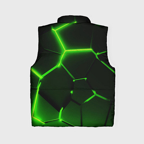 Женский жилет Темные зеленые неоновые плиты в разломе / 3D-Черный – фото 2