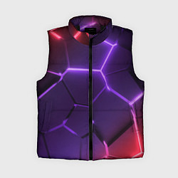 Женский жилет Красно-фиолетовые неоновые плиты в разломе