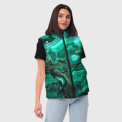 Женский жилет Малахит - зеленая текстура минерала, цвет: 3D-светло-серый — фото 2