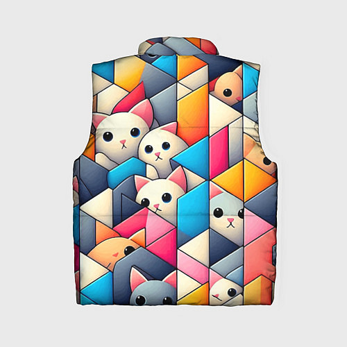 Женский жилет Geometric pattern with kittens - ai art / 3D-Светло-серый – фото 2