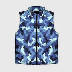 Женский жилет Камуфляжный синий стиль, цвет: 3D-светло-серый