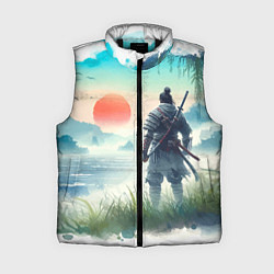 Женский жилет Японский самурай на берегу горного озера