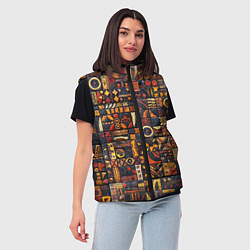 Женский жилет Африканский орнамент - резьба по дереву, цвет: 3D-черный — фото 2