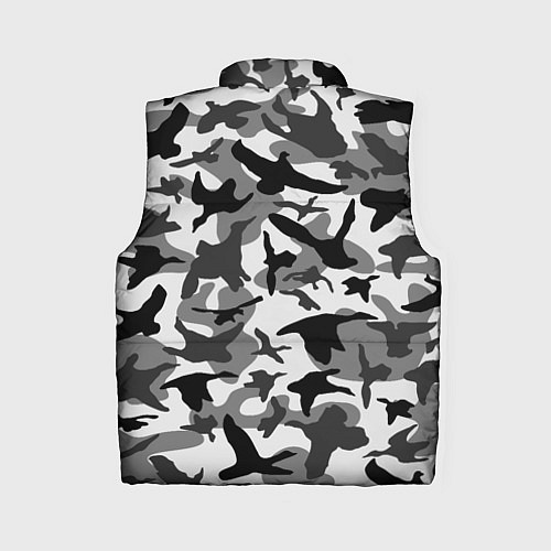 Женский жилет Камуфляж птицы чёрный / 3D-Светло-серый – фото 2