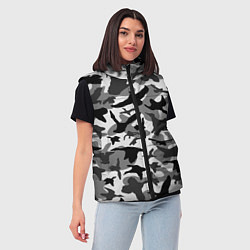 Женский жилет Камуфляж птицы чёрный, цвет: 3D-светло-серый — фото 2