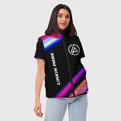 Женский жилет Linkin Park neon rock lights, цвет: 3D-черный — фото 2