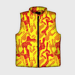 Женский жилет Абстракция красный рисунок на желтом фоне, цвет: 3D-красный