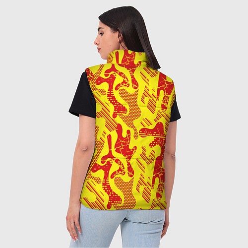 Женский жилет Абстракция красный рисунок на желтом фоне / 3D-Красный – фото 4