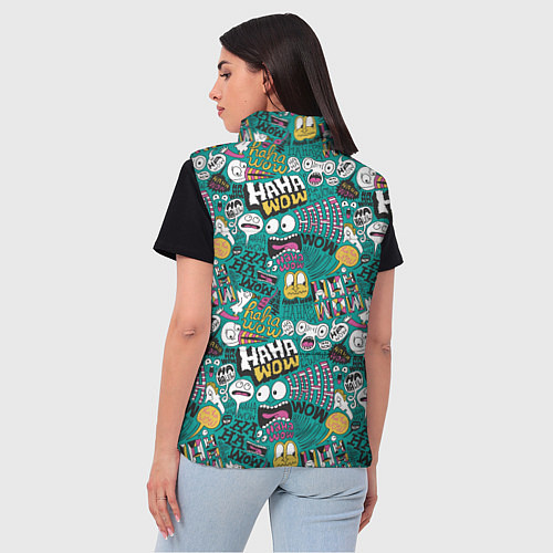 Женский жилет Ха-ха ничего себе - паттерн с рожицами / 3D-Красный – фото 4