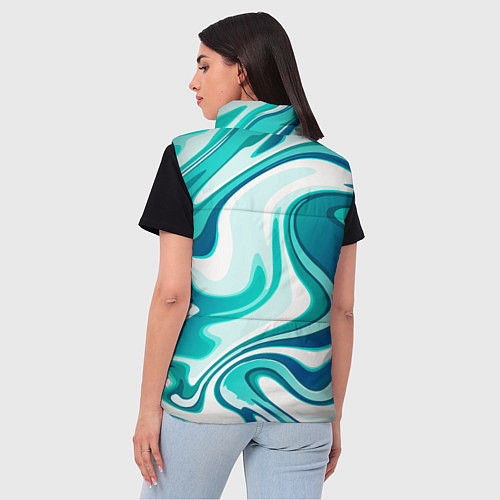 Женский жилет Кислотно синий белый мраморный фон / 3D-Красный – фото 4